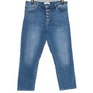 Kancan Womens Jeans Grayling High Rise Mom Fit Button Fly Blue Size 13/30 IC